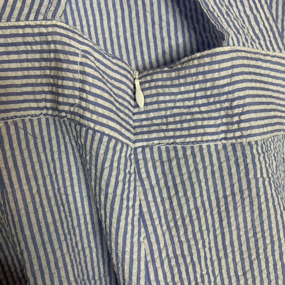 Blue and White Wide Leg Jumpsuit with Square Neckline - Picture 7 of 10